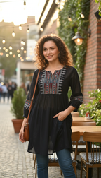 Dark blue embroidery tunic