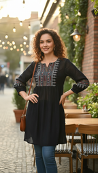 Dark blue embroidery tunic